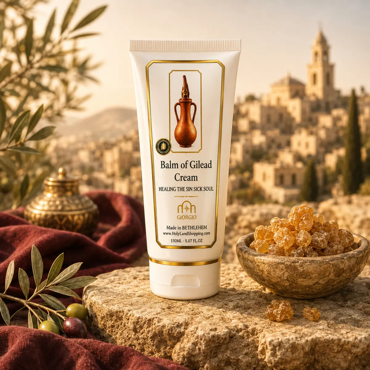 Balm of Gilead Healing Cream with the Bethlehem skyline