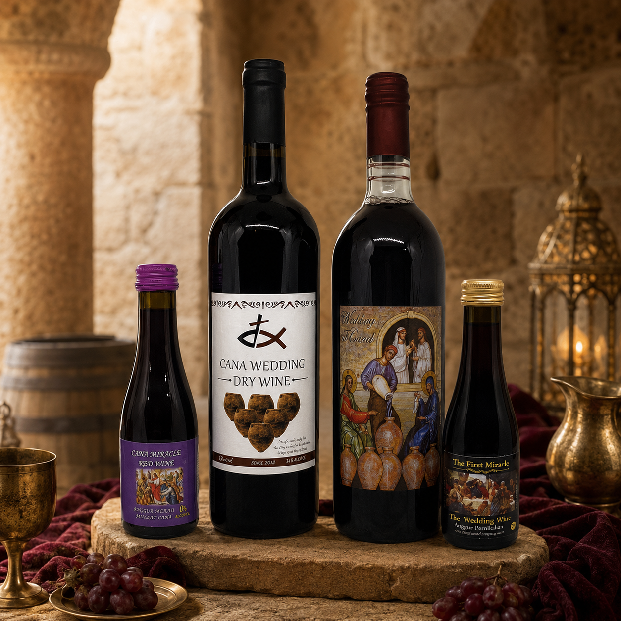 Cana Wedding wine bottles
