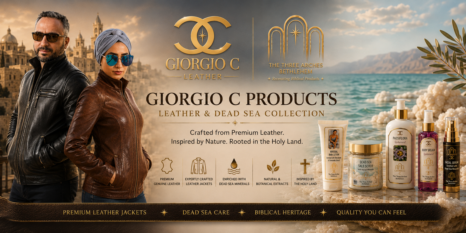 Giorgio C Leather and Dead Sea Collection, The Three Arches Bethlehem